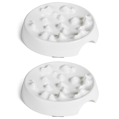 CatGuru Cat Bowls, Whisker Friendly Food Bowl for Indoor Cats, Reliefs Whisker Fatigue, Wide Kitten Dish, Non Slip Pet Dishes, Shallow Pet Plates (Marshmallow, (Pack of 2))