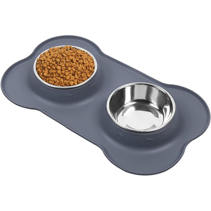 AsFrost Dog Food Bowls Stainless Steel & Water Dish with No-Spill and Non-Skid, Feeder Bowls with Dog Food Dish for Small Medium Large Size,Dogs,Cats,Puppy Pets, Black, 12oz