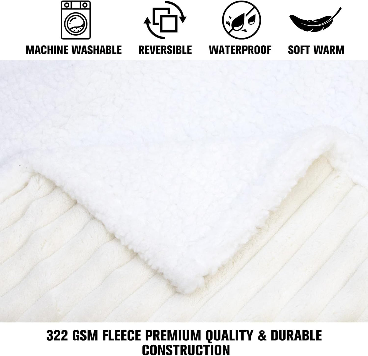 Waterproof Dog Blanket Soft Pet Cat Blanket 40x30 in Cream