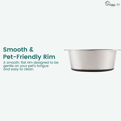 PEGGY11 Deep Stainless Steel Dog Bowls, 3 US Cup Each, 2-Pack