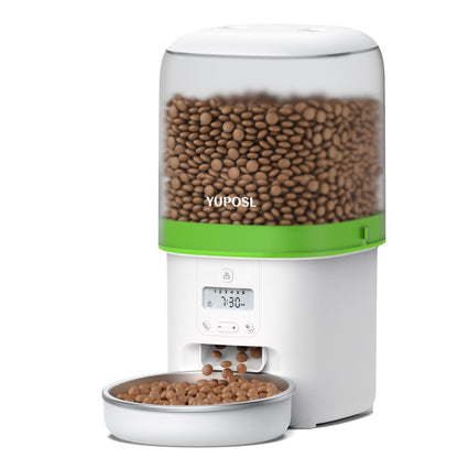 Automatic Cat Feeder, 3L Cat Food Dispenser with Anti-Jam Design, Over 180-day Battery Life, 1-6 Meals Per Day with Stainless Steel Cat Bowl, Keep Dry Food Fresh, Timed Pet Feeder Also for Small Dog
