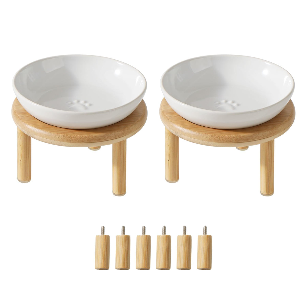 Havniva Elevated Cat Bowls, Ceramic Cat Bowl with Bamboo Stand Wide Opening