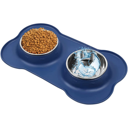 AsFrost Dog Food Bowls Stainless Steel & Water Dish with No-Spill and Non-Skid, Feeder Bowls with Dog Food Dish for Small Medium Large Size,Dogs,Cats,Puppy Pets, Black, 12oz