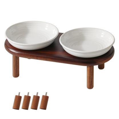 Havniva Elevated Cat Bowls, Ceramic Cat Bowl with Bamboo Stand Wide Opening