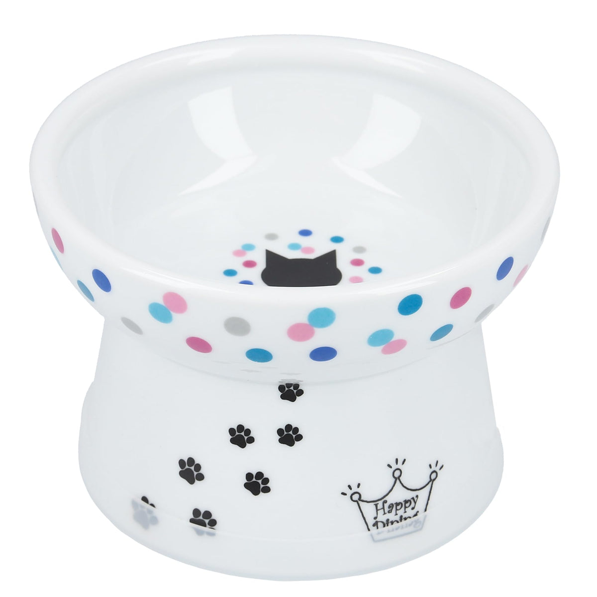 Necoichi Ceramic Elevated Cat Food Bowl, 15° Tilted (Cat, Extra Wide Tilted)