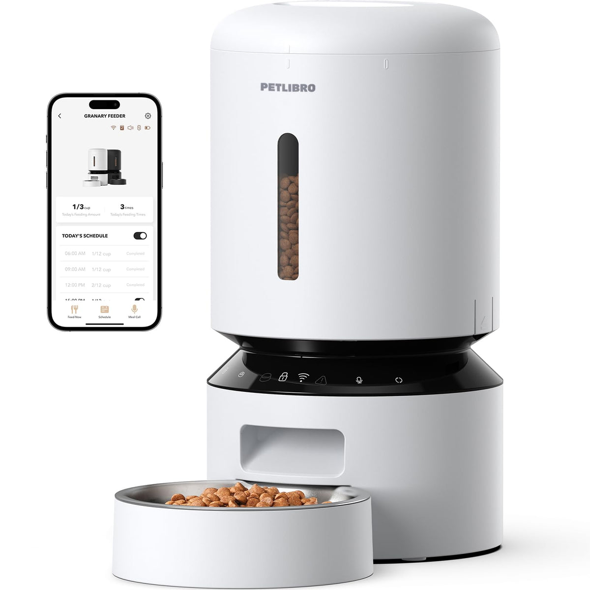 PETLIBRO Automatic Cat Feeder, 5G WiFi Automatic Dog Food Dispenser with Freshness Preservation, 5L Timed Pet Feeder with Low Food Sensor, Up to 10 Meals Per Day, Granary Black