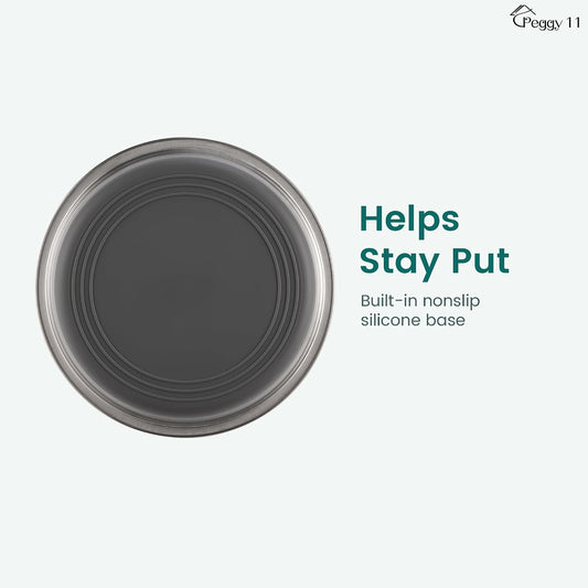 PEGGY11 Nonslip Stainless Steel Dog Bowls, 7.6 US Cup Each, 2 Pack