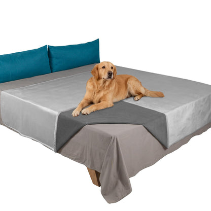 Ameritex Pet Bed Blanket Reversible 100% Waterproof Velvet Super Soft for Sofa and Bed (52x82 Inches, Light Grey+Grey)