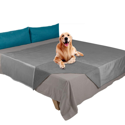 Ameritex Pet Bed Blanket Reversible 100% Waterproof Velvet Super Soft for Sofa and Bed (52x82 Inches, Light Grey+Grey)