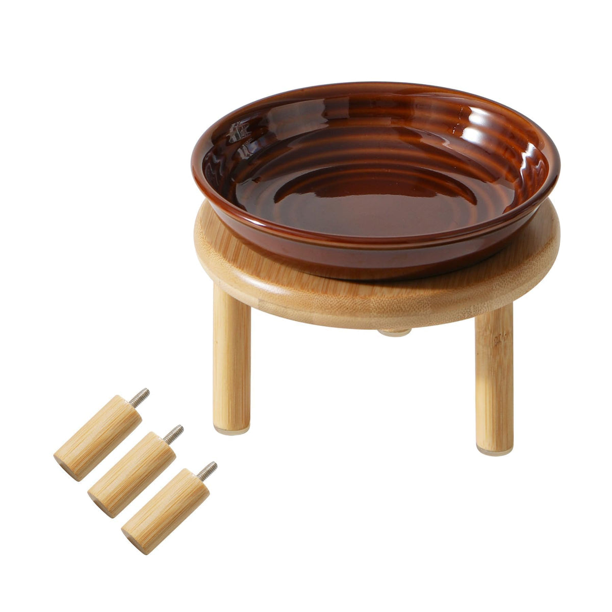 Havniva Elevated Cat Bowls, Ceramic Cat Bowl with Bamboo Stand Wide Opening