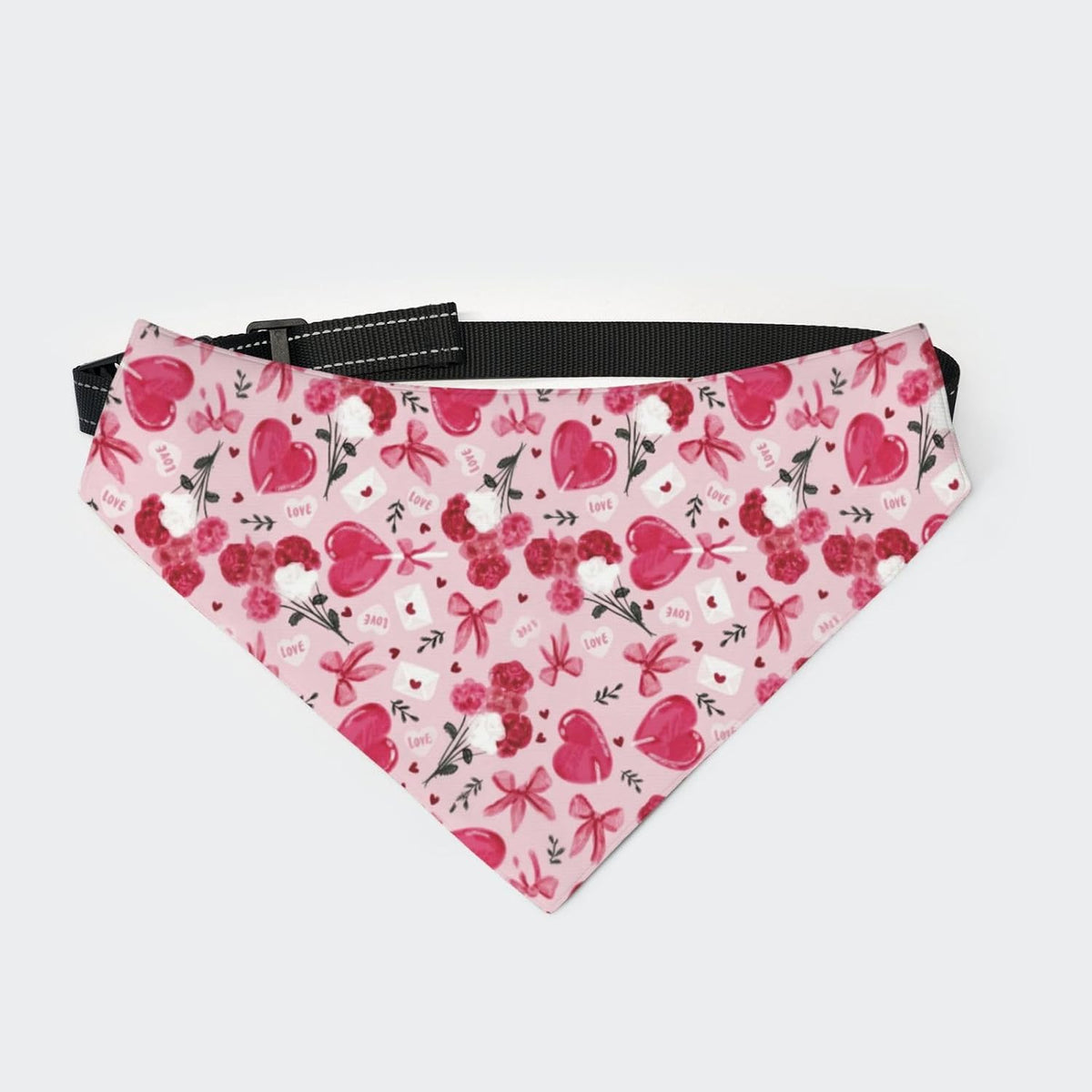 Pink Heart Flower Dog Saliva Bib XX-Large