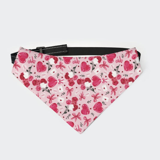 Pink Heart Flower Dog Saliva Bib XX-Large