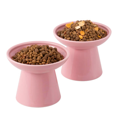 CEEFU 2-Pack Elevated Ceramic Cat Bowls Extra Wide for Food & Water
