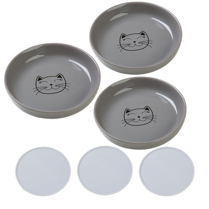 Lusifaco Shallow Wide Elevated Cat Bowls Whisker Fatigue (White, Set of 2)