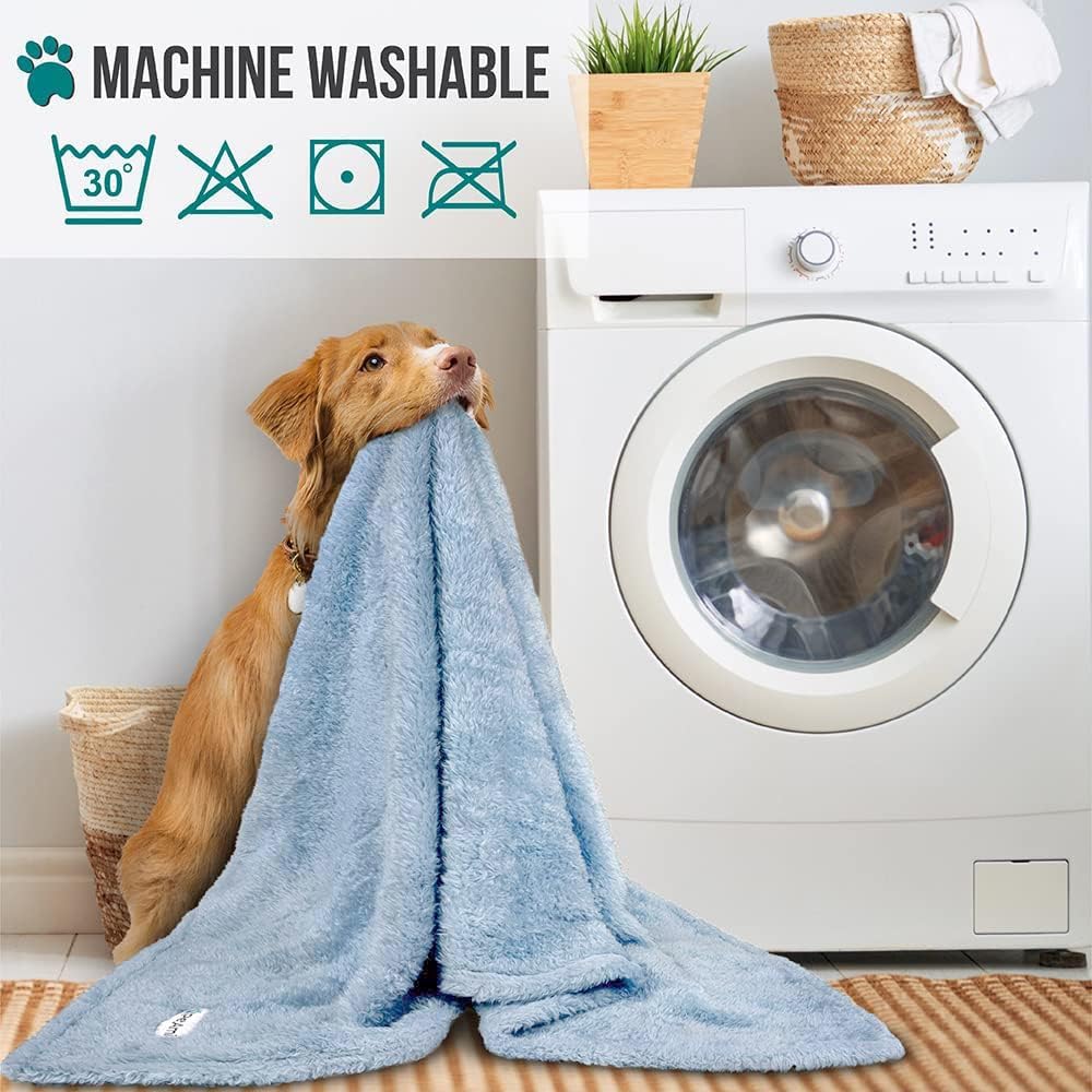 PetAmi Soft Plush Sherpa Dog Blanket for Pet Cat, Medium 29x40, Dusty Blue