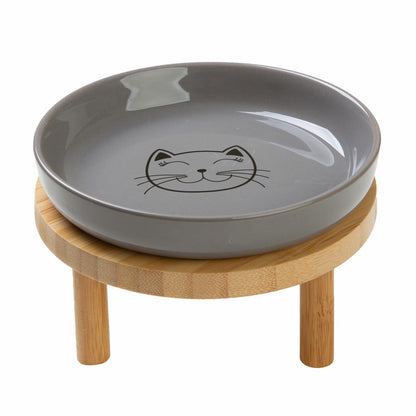Lusifaco Shallow Wide Elevated Cat Bowls Whisker Fatigue (White, Set of 2)