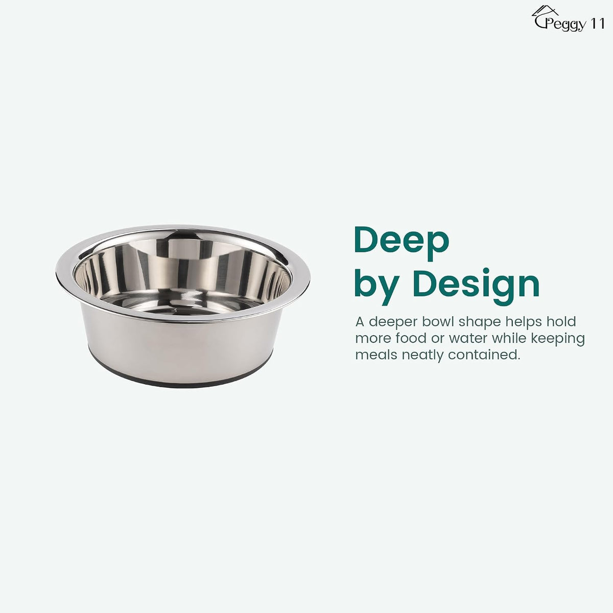 PEGGY11 Deep Stainless Steel Dog Bowls, 3 US Cup Each, 2-Pack