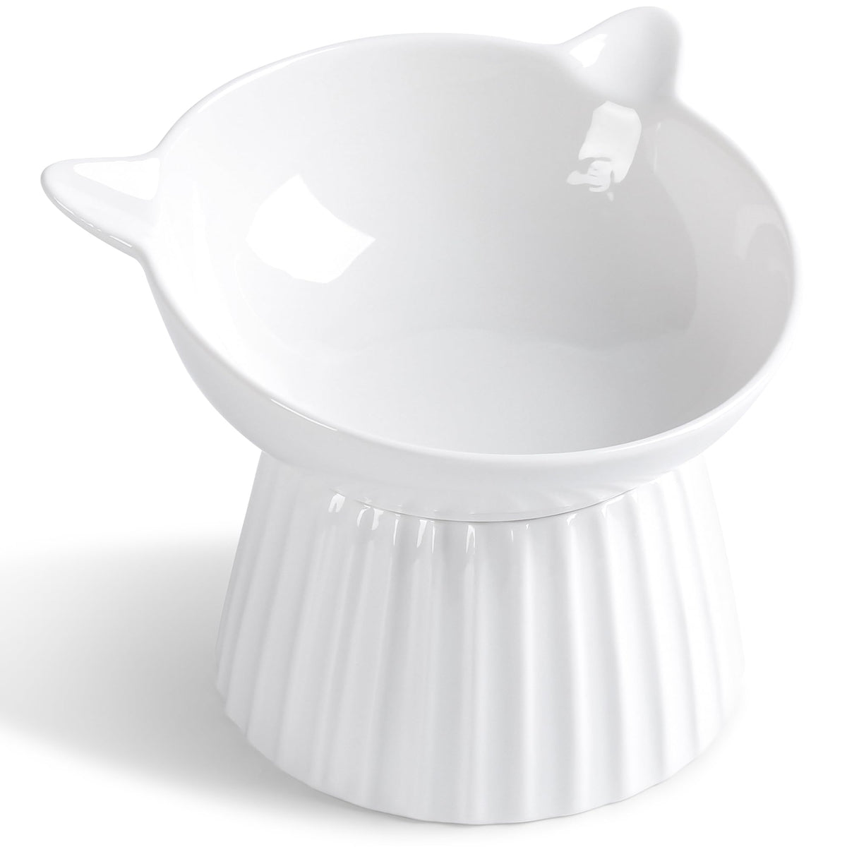 Ceramic Raised Cat Bowl，Tilted Raised Cat Bowl Anti Vomit Cat Bowls for Indoor Cats Whisker Friendly Pet Feeder for Cats Puppies, Microwave and Dishwasher Safe