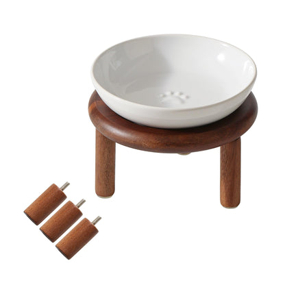Havniva Elevated Cat Bowls, Ceramic Cat Bowl with Bamboo Stand Wide Opening