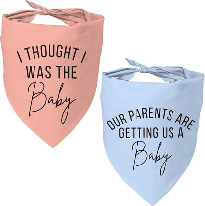 2 Pack Dog Bandanas for Pregnancy Announcement, Cute Adjustable Pet Bandana Scarf for Small Medium Large Dogs, Gender Reveal Puppy Accessories, Soft Breathable Fabric for Puppy Cats(Blue&Pink)