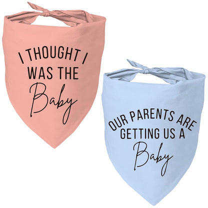 2 Pack Dog Bandanas for Pregnancy Announcement, Cute Adjustable Pet Bandana Scarf for Small Medium Large Dogs, Gender Reveal Puppy Accessories, Soft Breathable Fabric for Puppy Cats(Blue&Pink)
