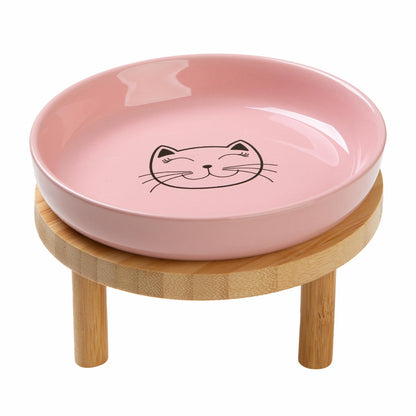 Lusifaco Shallow Wide Elevated Cat Bowls Whisker Fatigue (White, Set of 2)