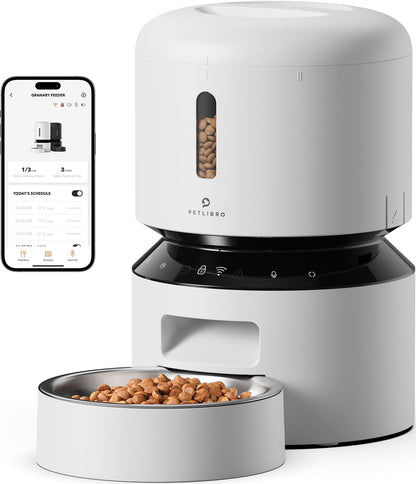PETLIBRO Automatic Cat Feeder, 5G WiFi Automatic Dog Food Dispenser with Freshness Preservation, 5L Timed Pet Feeder with Low Food Sensor, Up to 10 Meals Per Day, Granary Black