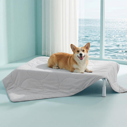 ZOMISIA Premium Cooling Blanket for Large Dogs - Q-MAX>0.5 Breathable Washable Dog Cooling Mat, Travel Soft Pet Summer Essentials, Blue, 40"x50"