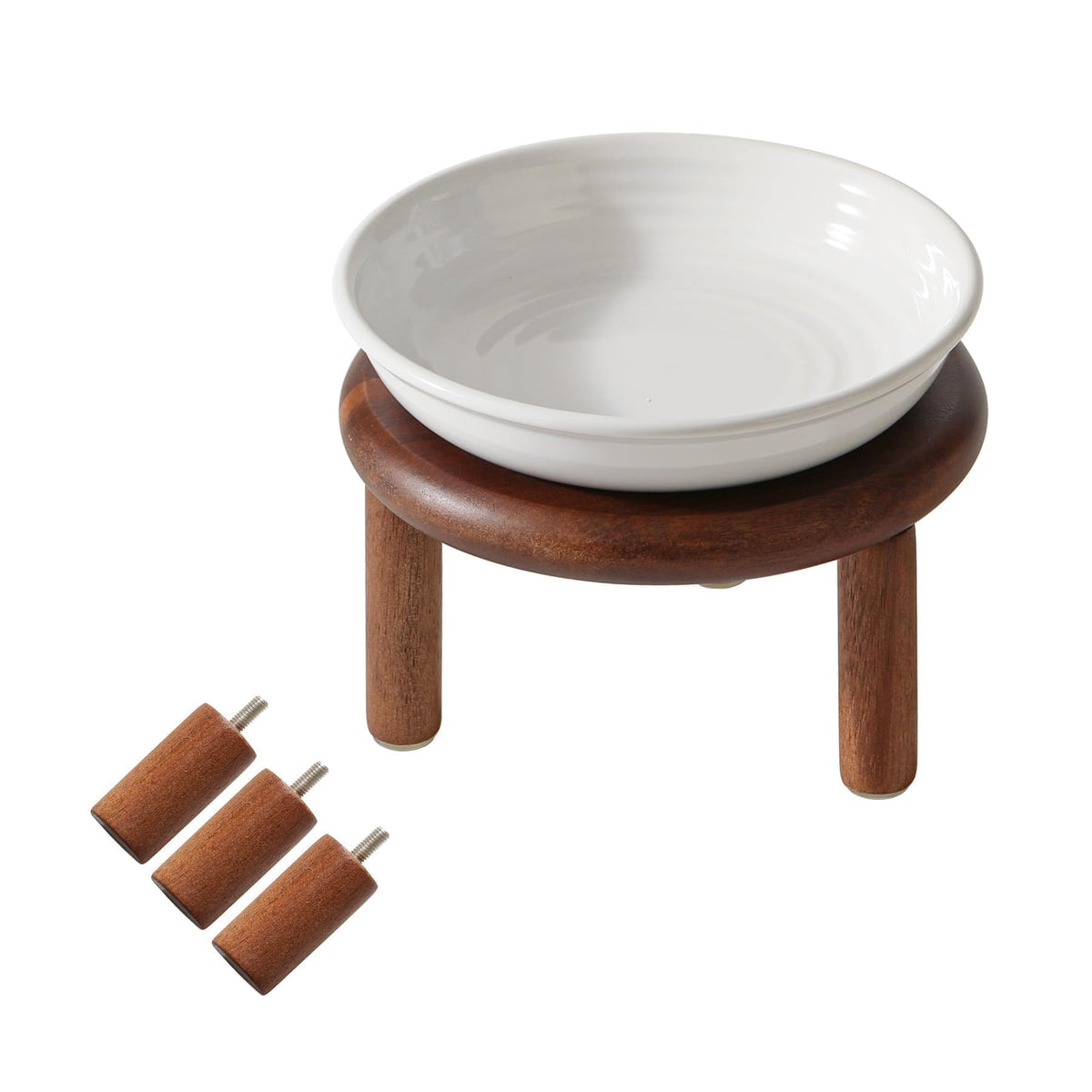 Havniva Elevated Cat Bowls, Ceramic Cat Bowl with Bamboo Stand Wide Opening