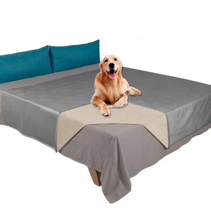 Ameritex Pet Bed Blanket Reversible 100% Waterproof Velvet Super Soft for Sofa and Bed (52x82 Inches, Light Grey+Grey)