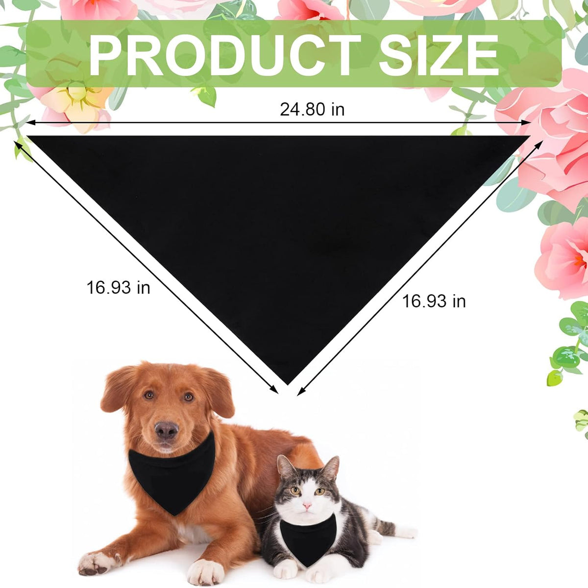 Plain Dog Bandanas, 12 PCS Black Dog Triangle Scarf Washable Pet Bandana for Dogs Cats, Black