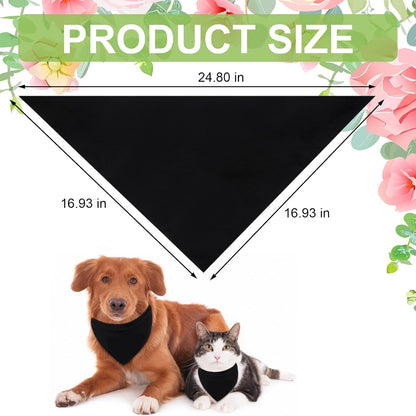 Plain Dog Bandanas, 12 PCS Black Dog Triangle Scarf Washable Pet Bandana for Dogs Cats, Black