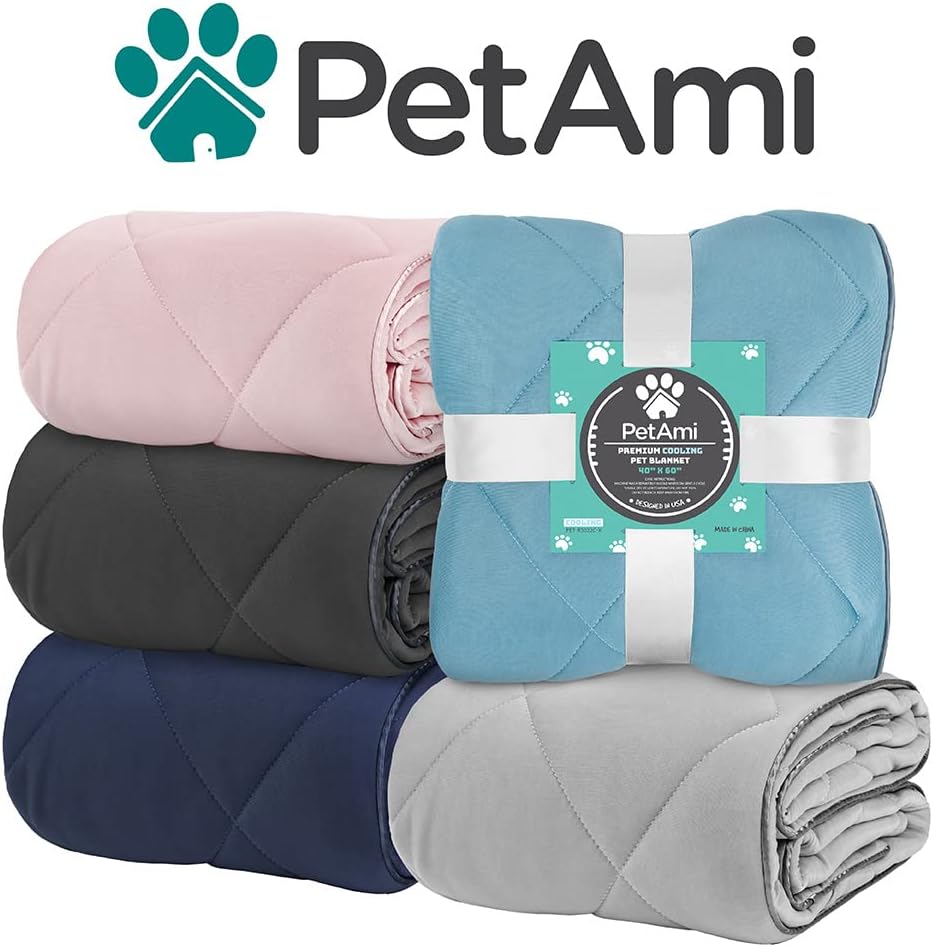 PetAmi Cooling Dog Blanket Lightweight Soft for Large Pet Cat, 40x60 Navy