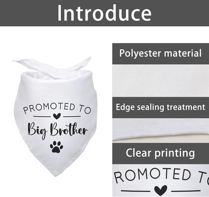 Promoted to Big Brother White Pet Dog Bandanas Triangle Scarf Bandanas Bibs Birthday Party Props Gender Revealing Photo Props Accessories for Pet Dog Lovers Gifts