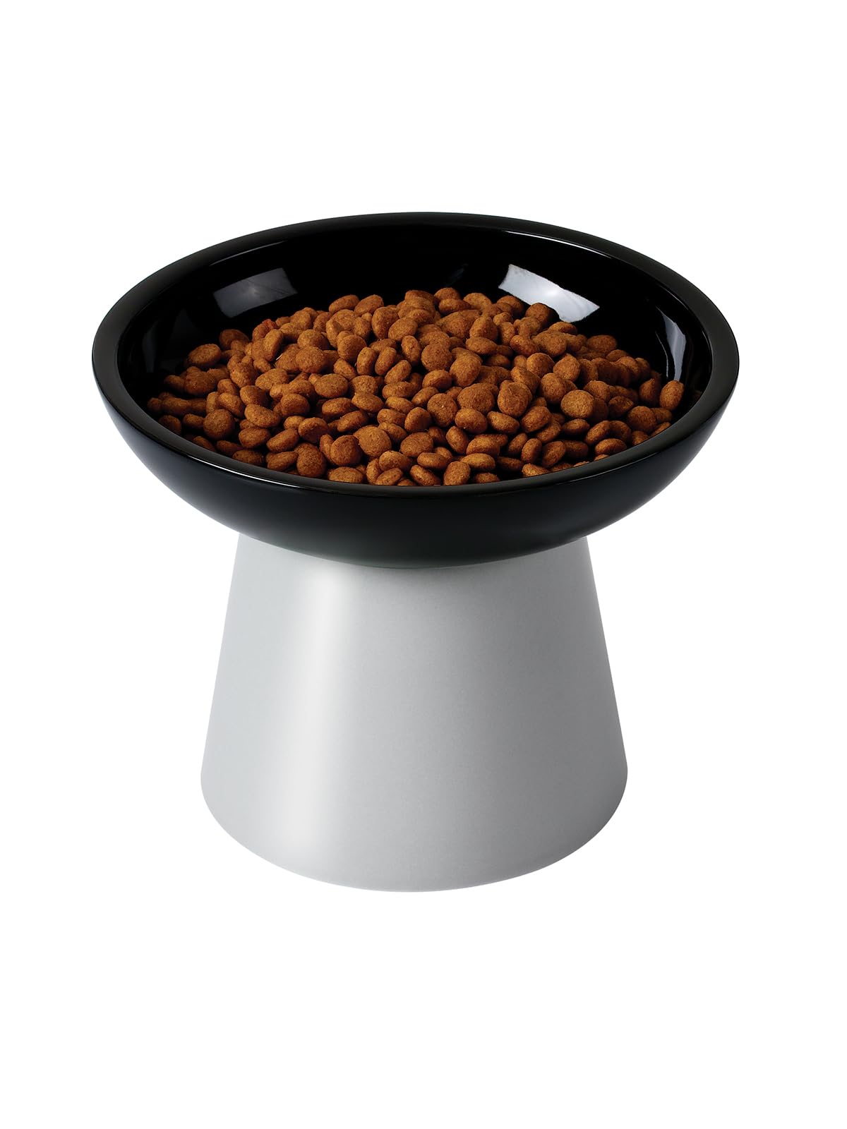 LoeJan Elevated Cat Food and Water Bowls Set, Extra Wide and Raised Ceramic Bowls, Anti-Vomit Whisker-Free Pressure Cat Feeder for Kittens to Adult Cats and Small Dogs (White, Water Bowl)