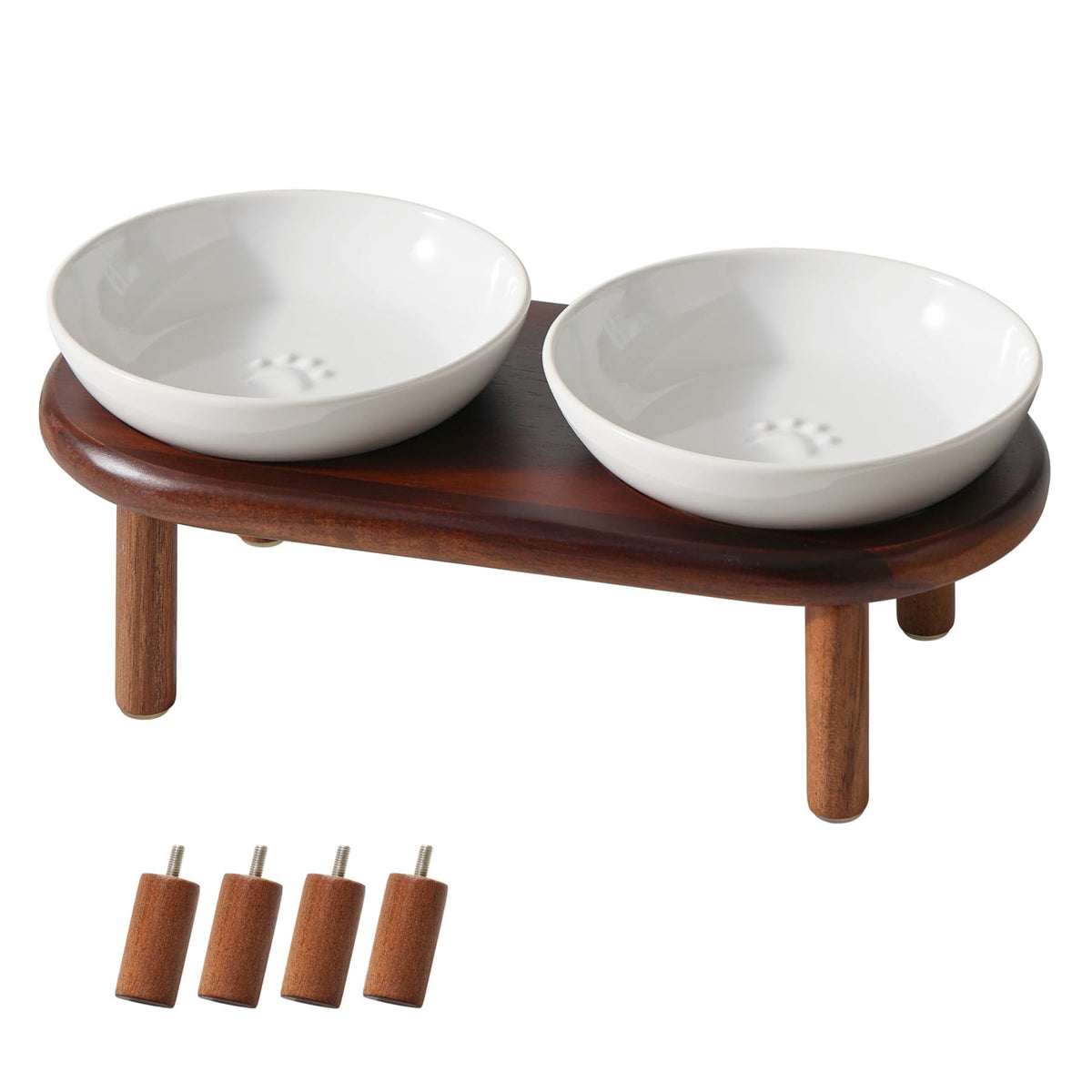 Havniva Elevated Cat Bowls, Ceramic Cat Bowl with Bamboo Stand Wide Opening