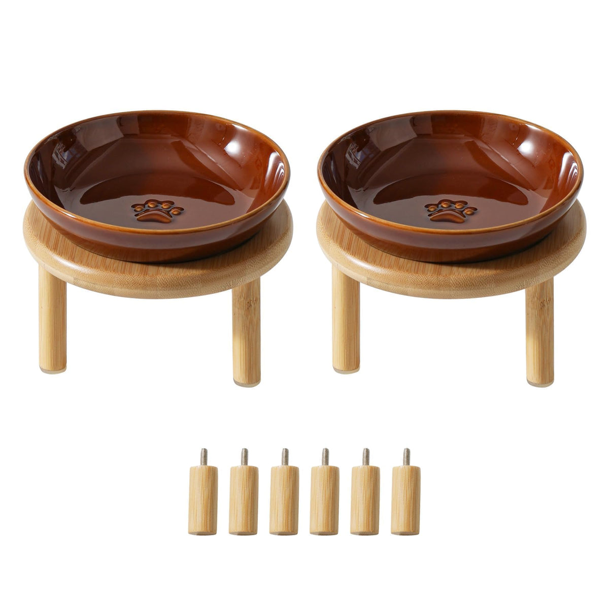 Havniva Elevated Cat Bowls, Ceramic Cat Bowl with Bamboo Stand Wide Opening