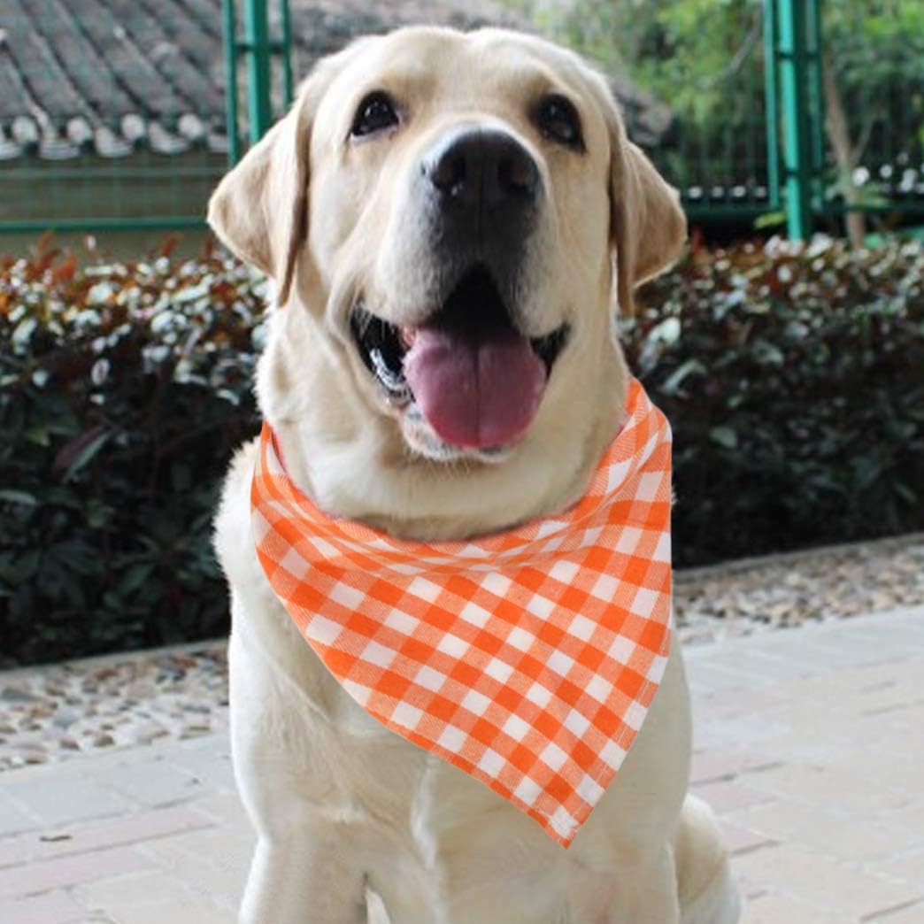 15pcs Dog Bandanas, Dog Scarf Kerchief Bibs Washable Girl Boy Dogs Bandanas Set Cotton Checkered Pet Bandana Outdoor Fall Accessories for Small Dogs Cat Pet
