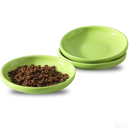 3 PCS Ceramic Cat Bowls, 5.5 in Pet Bowl Cat Dishes for Food and Water, Small Dog Dish(White)