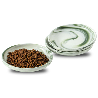 3 PCS Ceramic Cat Bowls, 5.5 in Pet Bowl Cat Dishes for Food and Water, Small Dog Dish(White)