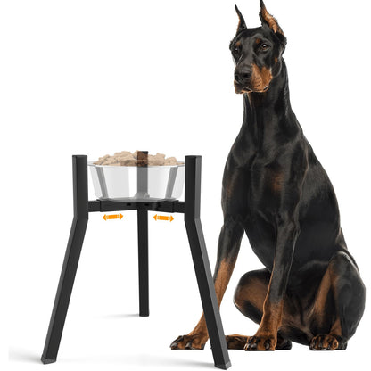 Dog Bowl Stand for Medium Large Dogs, Adjustable Width Elevated Dog Bowls 7-10.6", Raised Dog Food Water Bowls, 11 inch Tall Single Holder, Black,Bowl Not Included