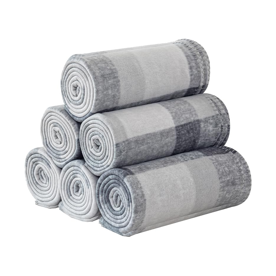 CAI TENG Fleece Throw Blankets Lightweight Warm for Soft Cozy Pet-Friendly Bulk Fleece Blanket Solid for Home, Bed, Sofa, Dorm, Office, Gifts, Outdoor (Black, Pack of 6-50 x 60 inch)