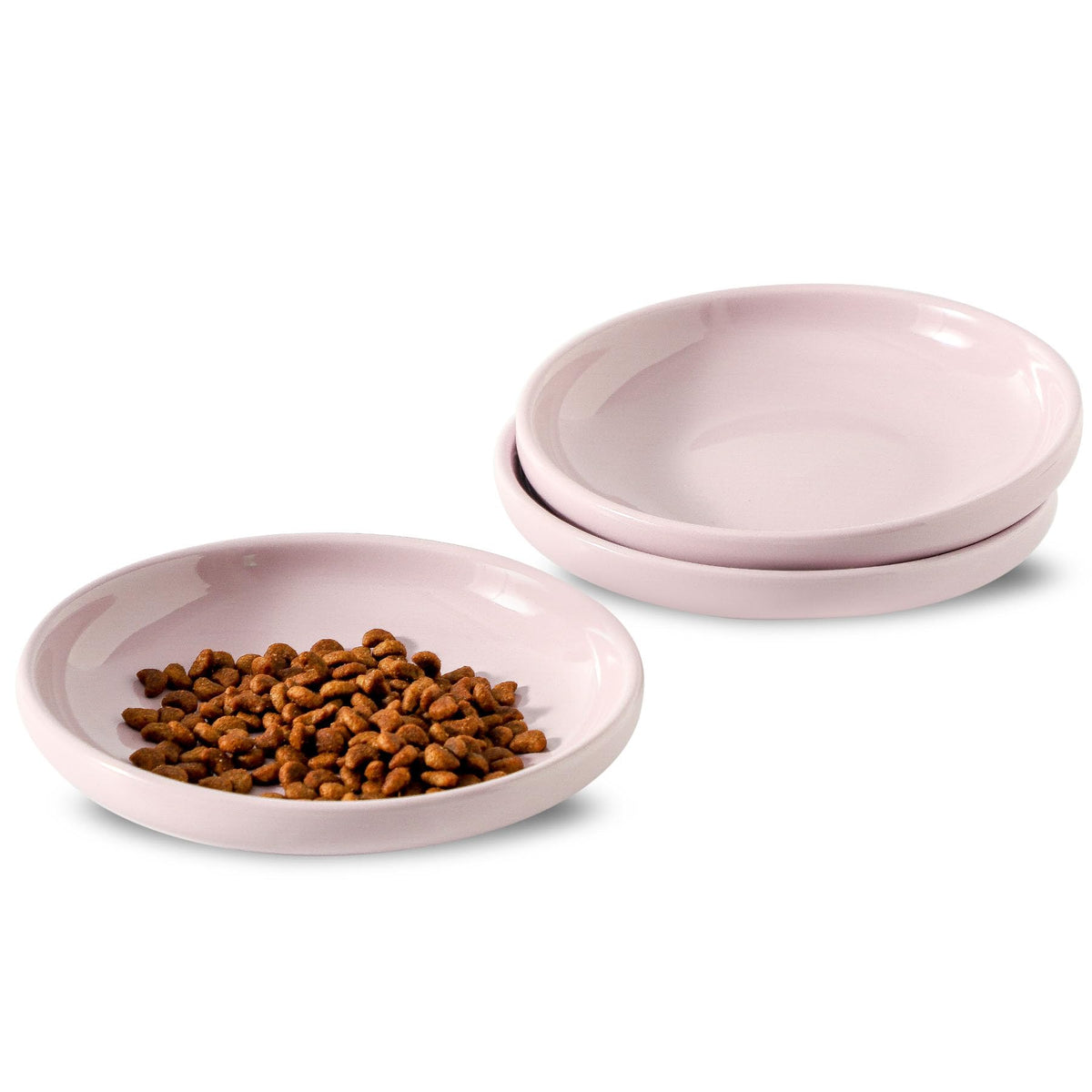 3 PCS Ceramic Cat Bowls, 5.5 in Pet Bowl Cat Dishes for Food and Water, Small Dog Dish(White)