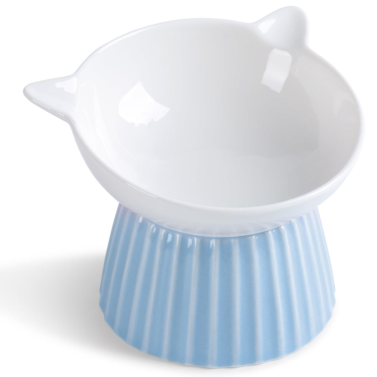 Ceramic Raised Cat Bowl，Tilted Raised Cat Bowl Anti Vomit Cat Bowls for Indoor Cats Whisker Friendly Pet Feeder for Cats Puppies, Microwave and Dishwasher Safe