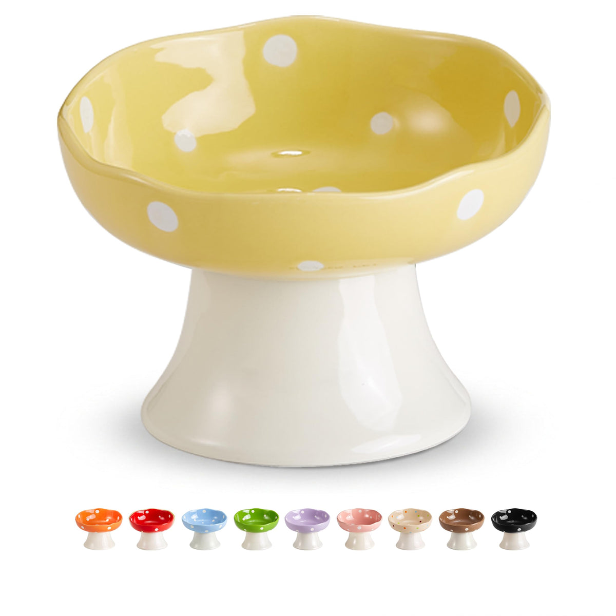 Red Mushroom Cat Bowl, Elevated Ceramic Bowl for Cats
