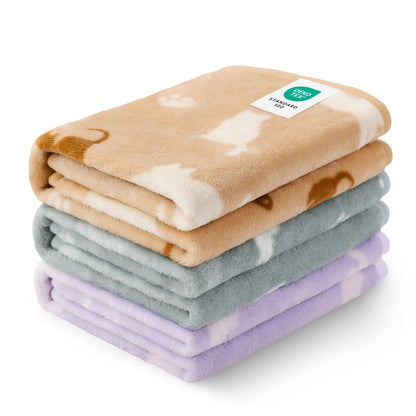 Luciphia 1 Pack 3 Blankets Fluffy Premium Fleece Pet Blanket Flannel Paw Printed Throw for Dog Cat(Small 23x16'', Grey)
