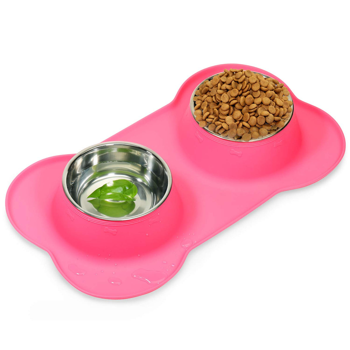 AsFrost Dog Food Bowls Stainless Steel & Water Dish with No-Spill and Non-Skid, Feeder Bowls with Dog Food Dish for Small Medium Large Size,Dogs,Cats,Puppy Pets, Black, 12oz