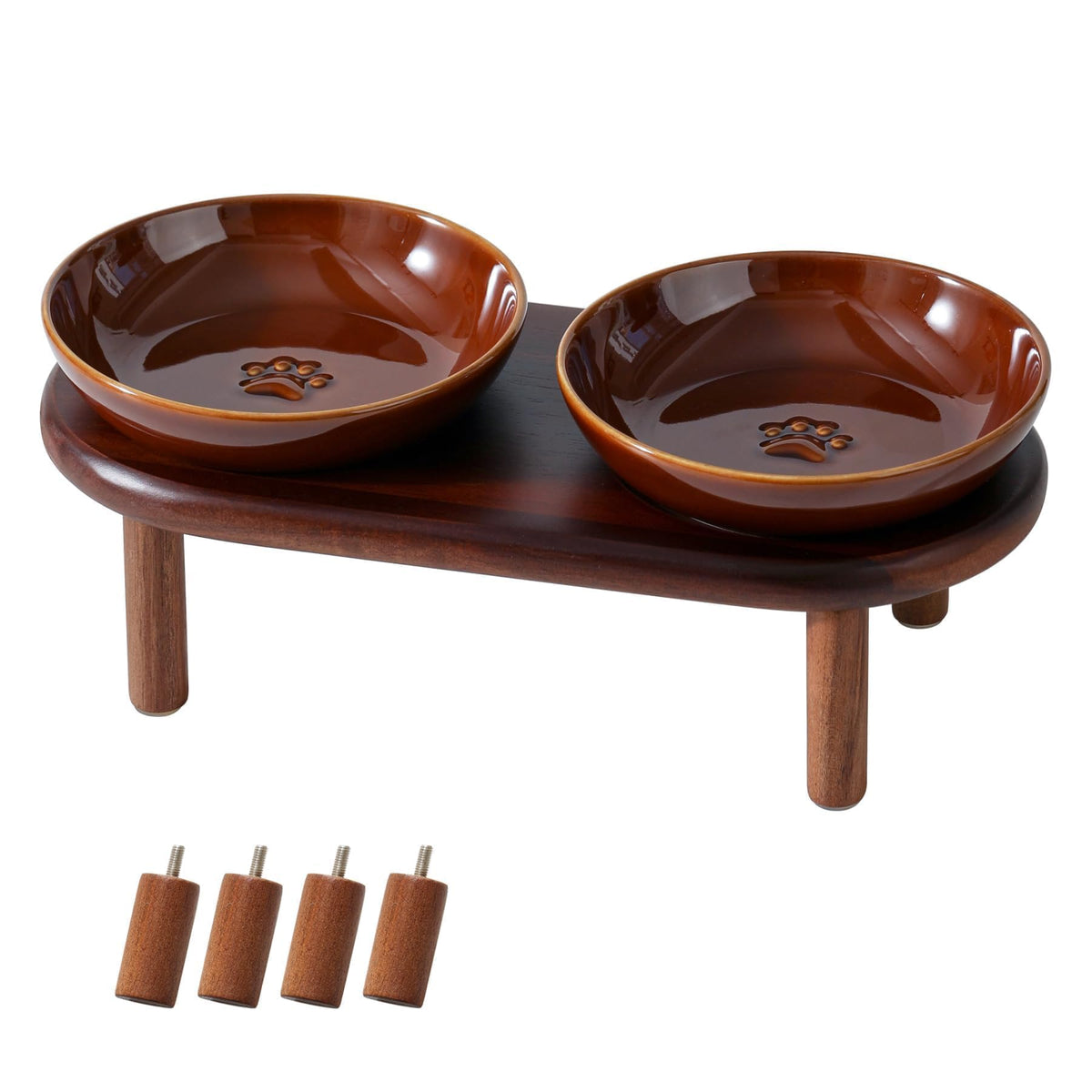 Havniva Elevated Cat Bowls, Ceramic Cat Bowl with Bamboo Stand Wide Opening