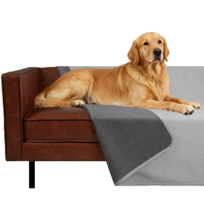 Ameritex Pet Bed Blanket Reversible 100% Waterproof Velvet Super Soft for Sofa and Bed (52x82 Inches, Light Grey+Grey)