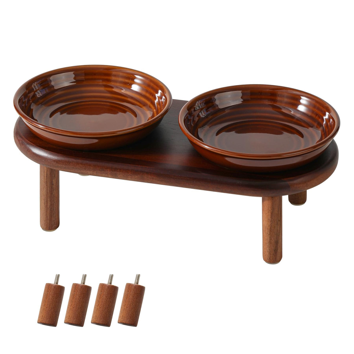 Havniva Elevated Cat Bowls, Ceramic Cat Bowl with Bamboo Stand Wide Opening
